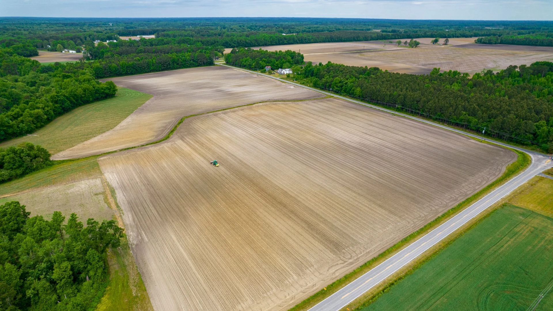 An open landscape with fields and greenery