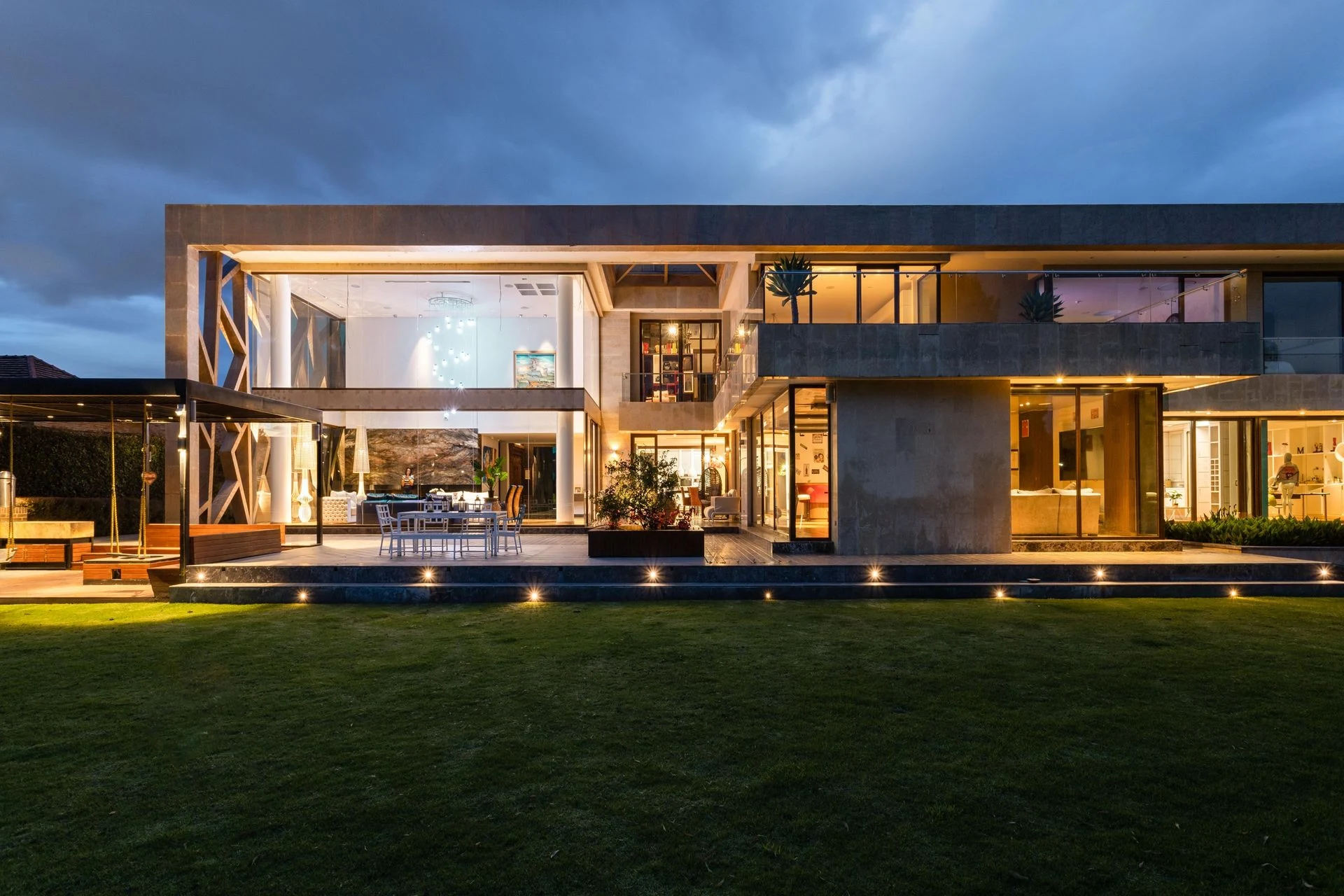 A detached house with landscaped outdoor space